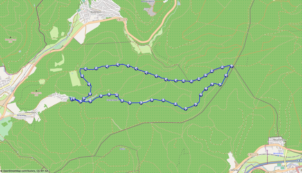 Wanderroute mit Hund - Karte Gettenbacher Weiher